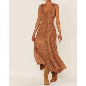 monroe lace dress Country In The Park Long Sleeve V Neck Lace Dress (Taupe) XL / Maxi